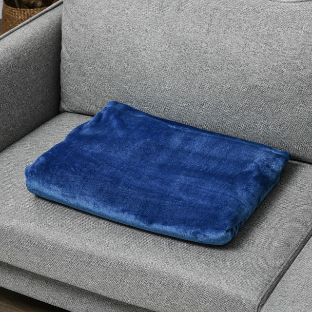 HOMCOM Flannel Blanket 330 GSM Reversible για εσωτερική και εξωτερική χρήση, 203x152x0,5 cm, σκούρο μπλε 810-010V00DB