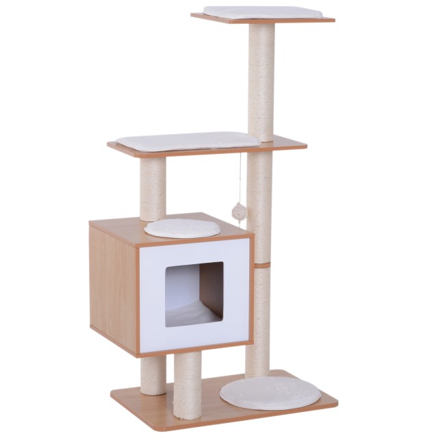 PawHut Cat Tree σε Sisal με ρείθρο, πλατφόρμες και παιχνίδια, 60x40x120 cm