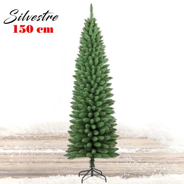 BAKAJI  Χριστουγεννιάτικο Δέντρο 150cm Silvestre Slim 278 Κλαδιά Πολύ Πυκνό Πράσινο Βάση σε Σχήμα Σταυρού  02831528