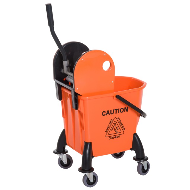 Homcom Professional Cleaning Cart with αφαιρούμενο Wringer και ρόδες, πορτοκαλί