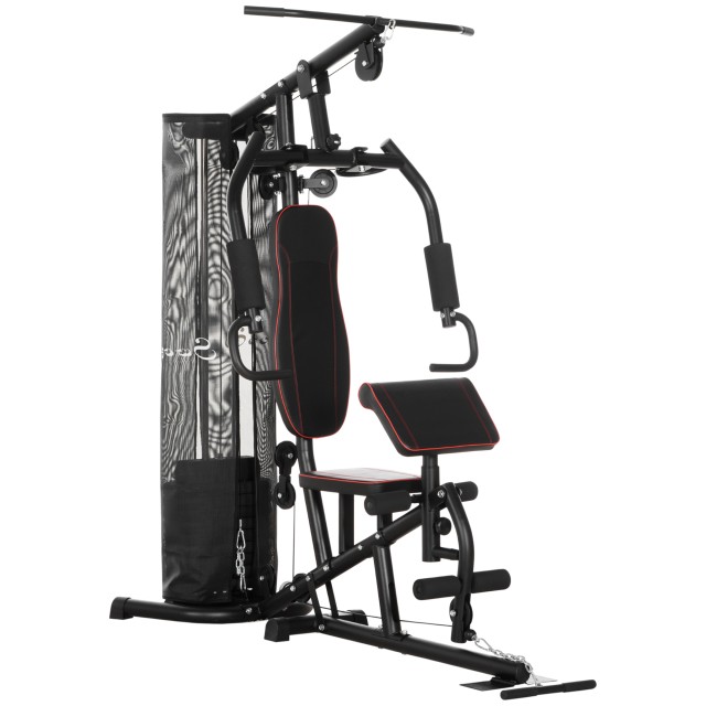 HOMCOM Fitness Station με ατσάλινα βάρη 45 κιλών, Πολυλειτουργικό γυμναστήριο για οικιακή και επαγγελματική προπόνηση, 170x104x205cm, Μαύρο A91-234V00BK