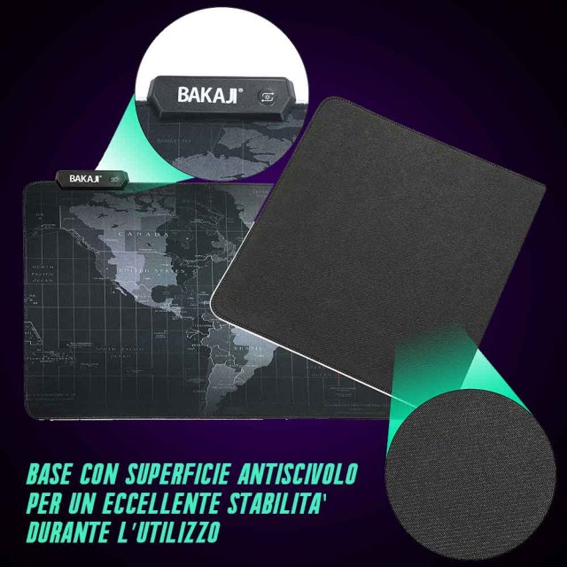 BAKAJI  Gaming MousePad με 14 LED RGB Εφέ Φωτισμού 90 x 40 cm 02838281