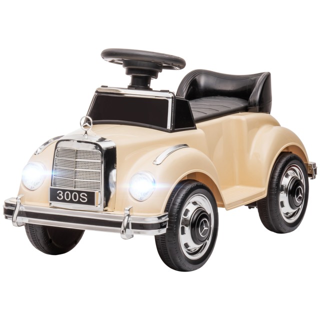 HOMCOM Electric Ride-On Toy Car για παιδιά 18-48 μηνών άδεια Mercedes-Benz με μουσική, μπεζ 370-292V90BG