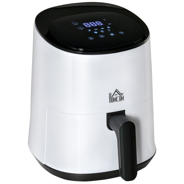 HOMCOM Air Fryer 2.5L 1300W με 7 προεπιλεγμένα μενού, πίνακα LED και καλάθι, 33,9x24,9x29,9 cm, λευκό και μαύρο 800-114V90