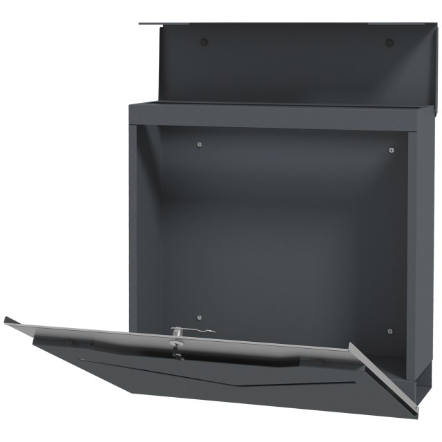 HOMCOM Steel Mailbox με 2 κλειδιά ασφαλείας, V-Slot και Drainage Hole, 37x10,5x37 cm, Γκρι B80-013V00CG