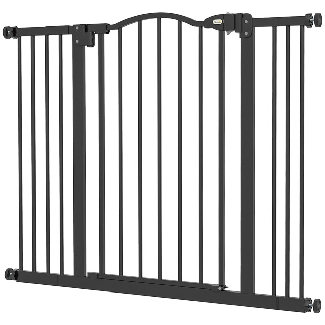 PawHut Extendable Dog Gate Χωρίς βίδες Ρυθμιζόμενη από 74-100 cm Ύψος 78 cm σε μέταλλο, μαύρο