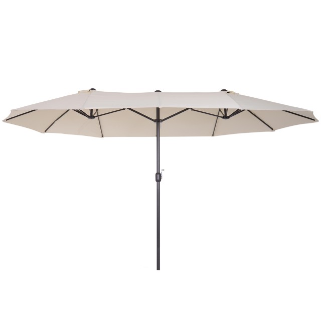 Outsunny Outdoor Double Canopy Parasol, Anti UV 460 x 270 x 240, Μπεζ, Καφέ 84D-030V01CW