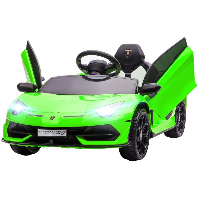 HOMCOM 12V Lamborghini Licenseded Electric Ride-On Toy Car for Children με Κόρνα και Τηλεχειριστήριο, 107,5x63x42 cm, Πράσινο 370-306V90GN