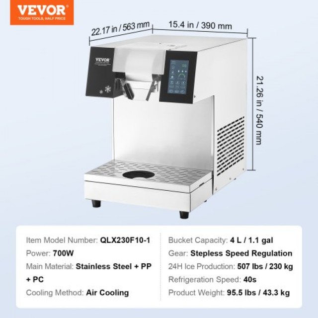 VEVOR  Εμπορική Μηχανή Πάγου 507LBS/24H Ανοξείδωτη για Παγωτό  FLXNBJFLCMYJDLHFVV2