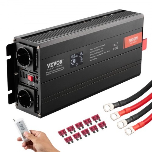 VEVOR Inverter 3000W 12V/230V LCD Remote CE  CZXNBQ3000WC2N69YV2