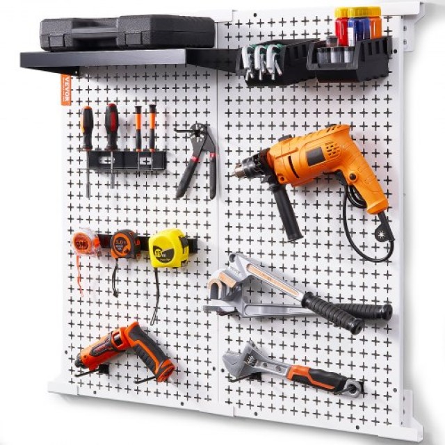 Οργανωτής Τοίχου VEVOR Pegboard 32 x 32, 330LBS Φορτίο, Μεταλλικός Οργανωτής Τοίχου για Γκαράζ με 25 Τεμάχια Αποθήκευσης Εργαλείων  GJ16X32INCH26MT97V0