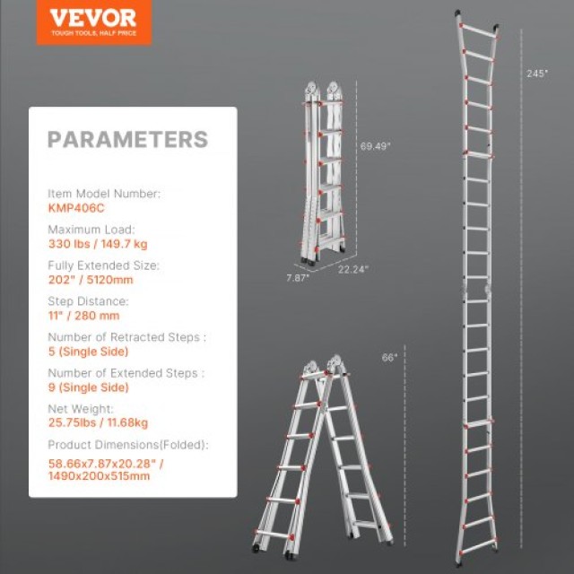 VEVOR  Πολυλειτουργική Τηλεσκοπική Σκάλα 20 FT  DGNAZXYST62MS3QAVV0