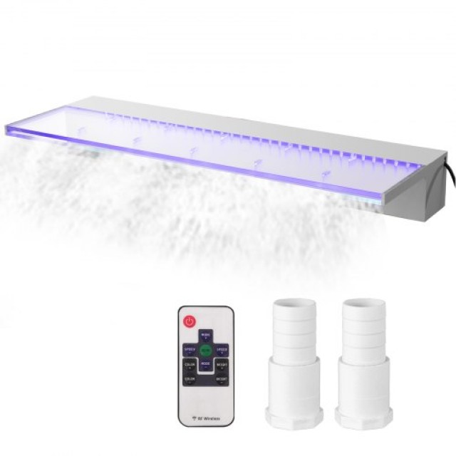 VEVOR Καταρράκτης Πισίνας 36.2x3.2x8.1, 17 Χρώματα LED, Ακρυλικός για Κήπο/Πισίνα  SLPBPQAW900DBS001V2