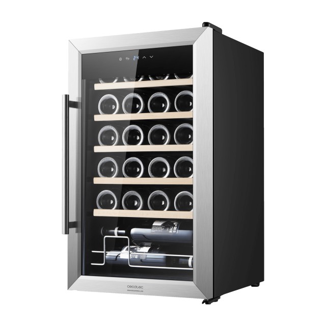 CECOTEC  Συντηρητής Κρασιών Bolero  GrandSommelier 2450 Inox με Συμπιεστή, Χωρητικότητα 24 Φιαλών, Ρυθμιζόμενη Θερμοκρασία 5-18ºC, και Πίνακας Ελέγχου Αφής  CEC-00125