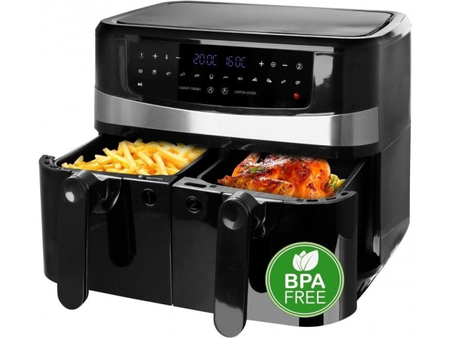 Διπλή Φριτέζα Αέρος XXL -Air Fryer 2400W 9lt Μαύρο AF-126672.4 Emerio