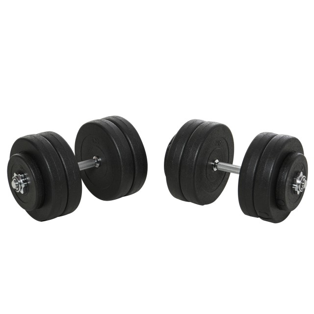 HOMCOM Set Dumbbells Gym 50kg Ρυθμιζόμενο κιτ Βαρών Bodybuilding με 12 Λαστιχένια Δίσκους Μαύρο B1-0127