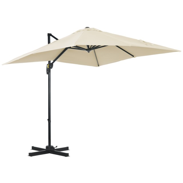 Outsunny Garden Parasol με 5 επίπεδα και ρυθμιζόμενη γωνία 360°, 245x245x248 cm, κρέμα