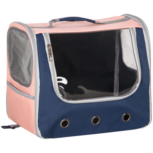 PawHut XS Dog Carrier, Σακίδιο πλάτης σκύλου με 3 σχέδιο εισόδου, δικτυωτό παράθυρα και οπές αερισμού, 42x30x36cm, ροζ και μπλε D00-151V00PK