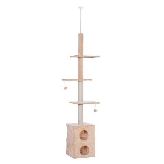 PawHut Scratching Post Οροφής 210-240cm με κίτρινα σχοινιά από γιούτα