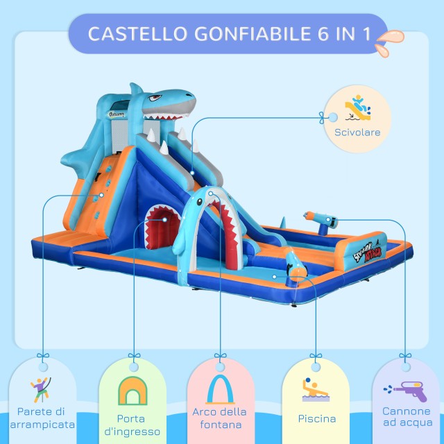 Bouncy Castle για παιδιά 3-8 ετών με φουσκωτή, τσουλήθρα, πισίνα και τοίχο αναρρίχησης 346-006V90MX