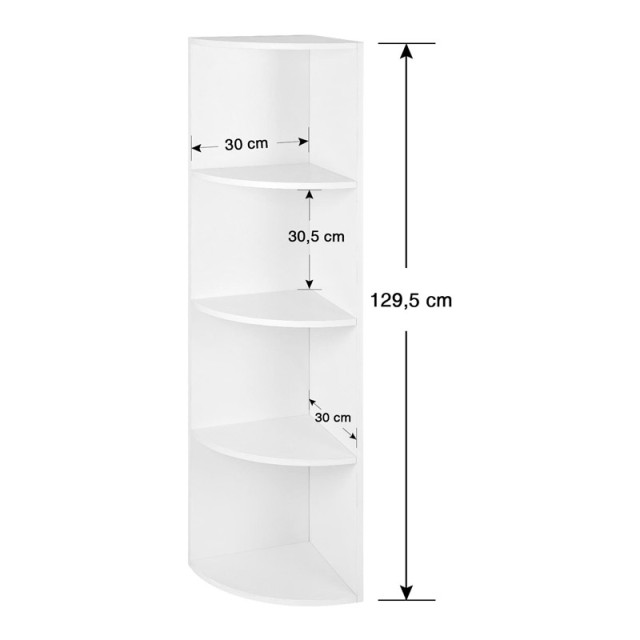 Γωνιακή Ξύλινη Ραφιέρα με 4 Ράφια 30 x 30 x 129.5 cm VASAGLE LBC42WT - 12 άτοκες δόσεις και 5% cash back