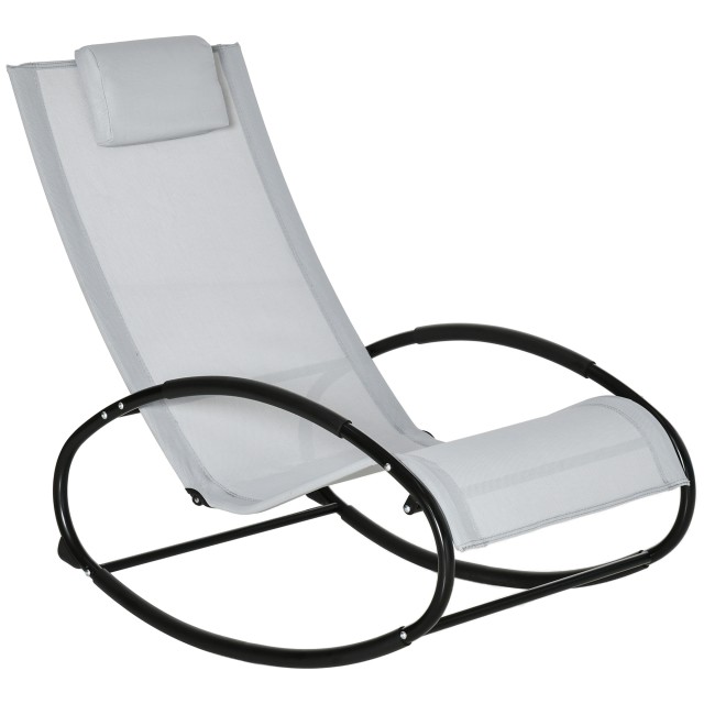 Outsunny Zero Gravity Garden Lounger, κουνιστή πολυθρόνα με μαξιλάρι και αναπνεύσιμο ύφασμα, 105x62x88cm, γκρι