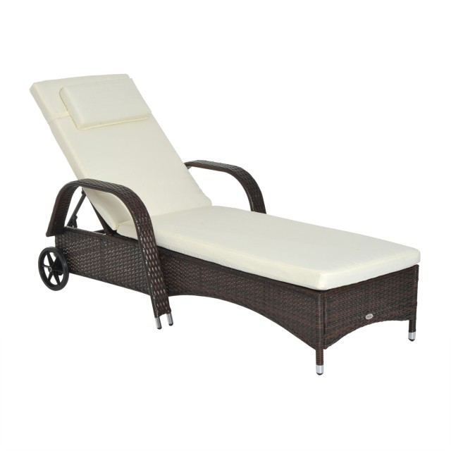 Ξαπλώστρα Outsunny Relax στο Rattan Brown 200 x 73 x 56-103 cm