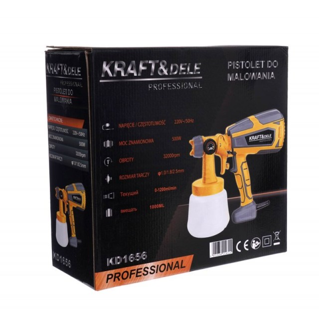 Ηλεκτρικό Πιστόλι Βαφής Σπρέι 500 W 1 Lt Kraft&Dele KD-1656