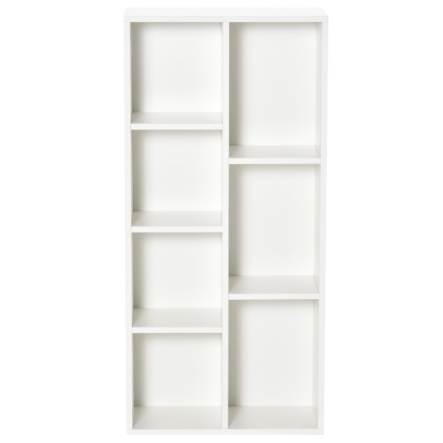 HOMCOM Modern Cube Βιβλιοθήκη με 7 Ράφια, σε μοριοσανίδα, 50x24x106 cm, Λευκό