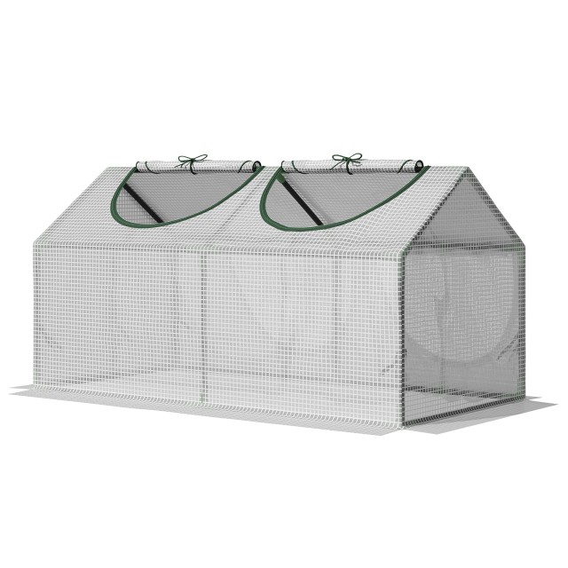 Outsunny Mini Garden Greenhouse με 2 κυλιόμενα παράθυρα και κάλυμμα PE Anti-UV, 119x60x60cm, Λευκό