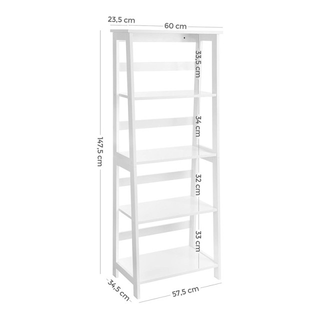 Ξύλινη Ραφιέρα με 4 Ράφια 60 x 34.5 x 147.5 cm VASAGLE LLS90WT - 12 άτοκες δόσεις και 5% cash back