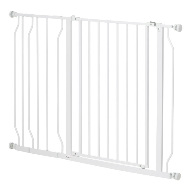 PawHut Safety Gate για σκύλους από χάλυβα και ABS, επεκτάσιμο 75-115cm για σκάλες και πόρτες, λευκό D06-109V01