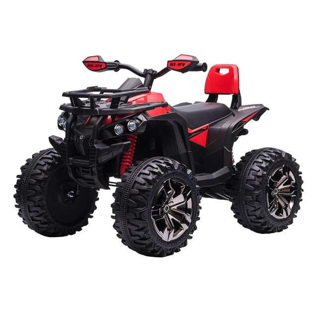 HOMCOM 12V Electric Kids Quad με λειτουργικούς προβολείς και πεντάλ, επαναφορτιζόμενη μπαταρία, κ.λπ. 3-5 ετών, 100x65x73cm - Μαύρο / Κόκκινο 370-170V90RD