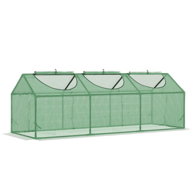 Outsunny Mini Garden Greenhouse με 3 κυλιόμενα παράθυρα και κάλυμμα PE Anti-UV, 180x60x60cm, Πράσινο 845-368V05