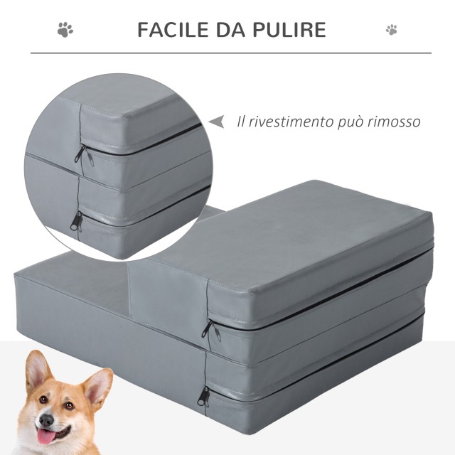 PawHut Dog Ladder Στρώμα 2 σε 1 σε PU και αφρό 45x39x20cm Γκρι