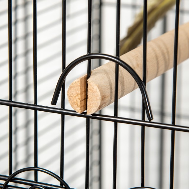 PawHut Bird and Canary Cage, Aviary με Μαύρες Μεταλλικές ρόδες 51x51x153cm D10-024V01