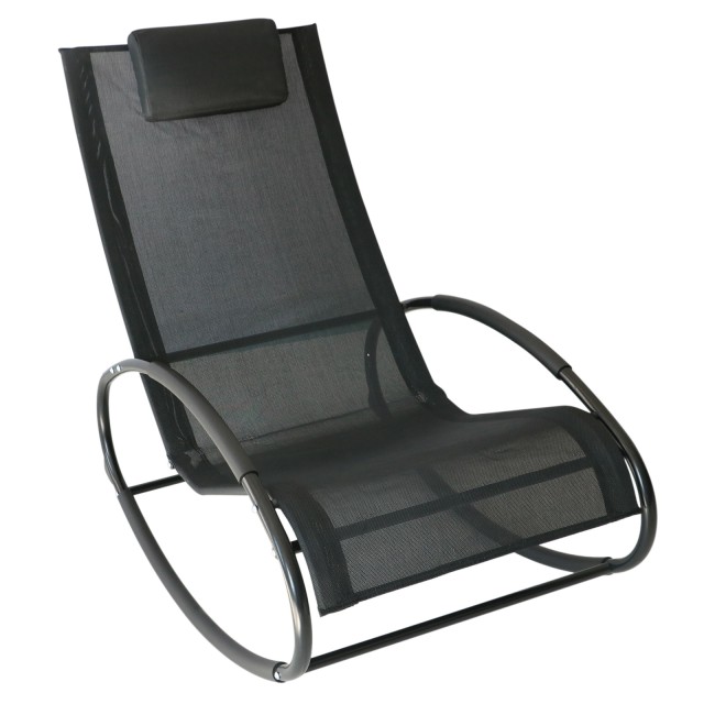 Outsunny Outsunny Outdoor Rocking Lounger Ατσάλινο Κάλυμμα Textilene Πλαίσιο, Μαύρο 84A-090