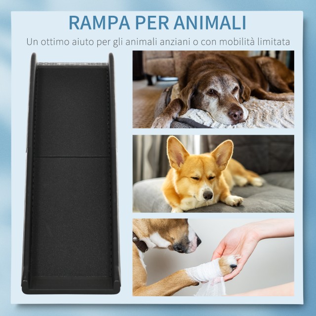 PawHut PP Dog Ramp με αντιολισθητική επίστρωση, για μπότες αυτοκινήτου μικρότερο από 75cm, 155x39x14cm, Μαύρο