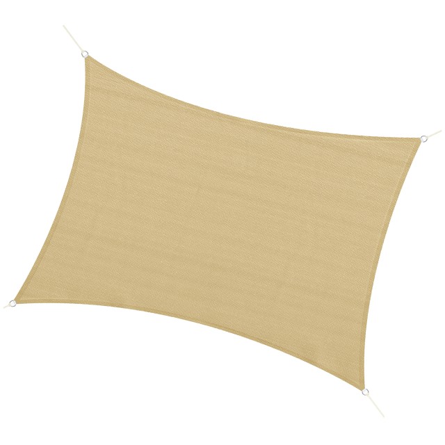 Outsunny Rectangular Shade Sail 4x3m Beige HDPE με αξεσουάρ και τσάντα ταξιδιού που περιλαμβάνονται 840-250V00BG