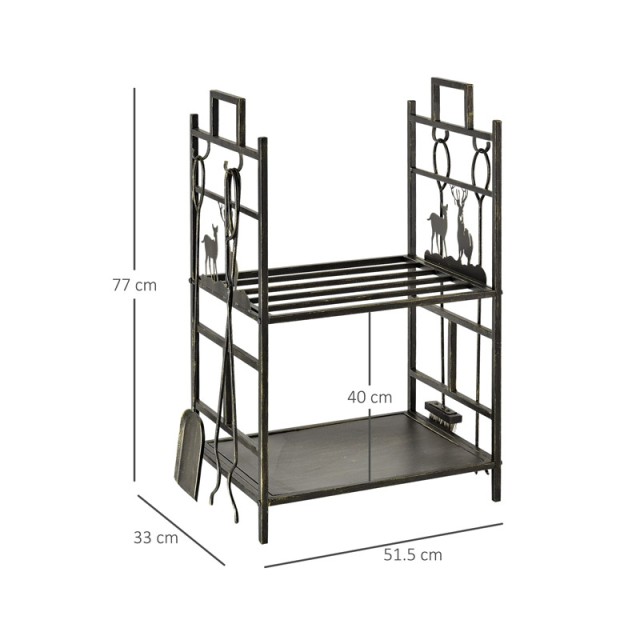 Μεταλλική Ξυλιέρα Τζακιού με Αξεσουάρ Outsunny 842-152