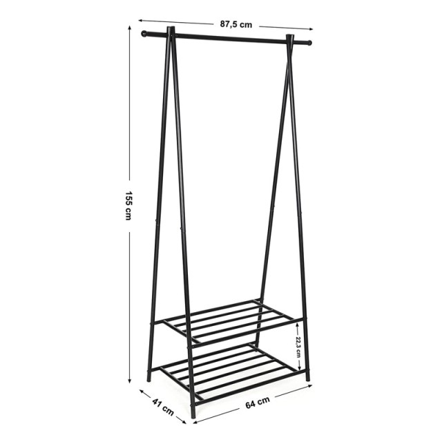 Μεταλλική Κρεμάστρα Ρούχων Δαπέδου 87.5 x 41 x 155 cm Χρώματος Μαύρο Songmics HSR05B - 12 άτοκες δόσεις και 5% cash back