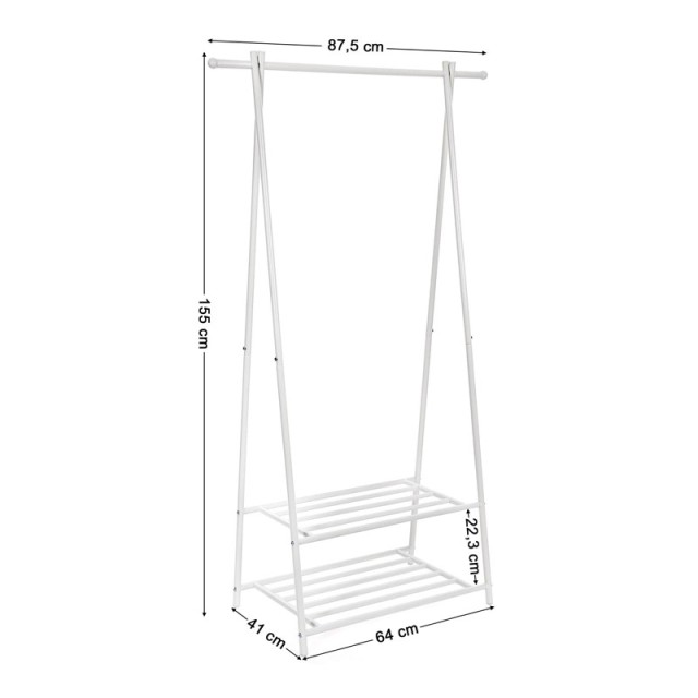 Μεταλλική Κρεμάστρα Ρούχων Δαπέδου 87.5 x 41 x 155 cm Χρώματος Λευκό Songmics HSR05W - 12 άτοκες δόσεις και 5% cash back