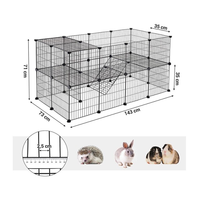 Μεταλλικό Πάρκο Μικρών Ζώων 143 x 73 x 71 cm Songmics LPI02H - 12 άτοκες δόσεις και 5% cash back