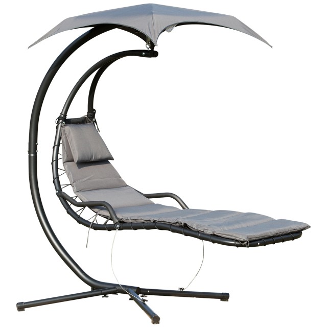 Outsunny Suspended Garden Lounger Κρεμαστή ξαπλώστρα με σκούρο γκρι οροφή 190 x 115 x 190 cm 84A-042CG