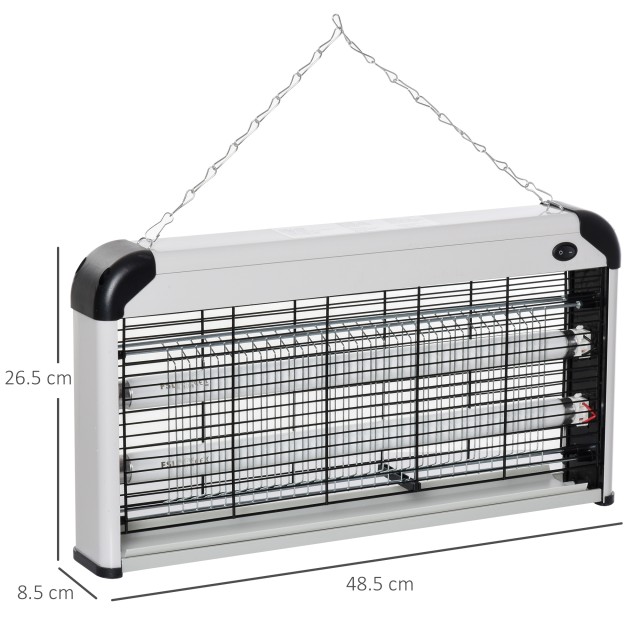 Outsunny Outsunny Outdoor and Indoor Insect Killer με λάμπα UV σκοτίας κουνουπιών για 60m², Electric Kunuto Killer 15W Grey