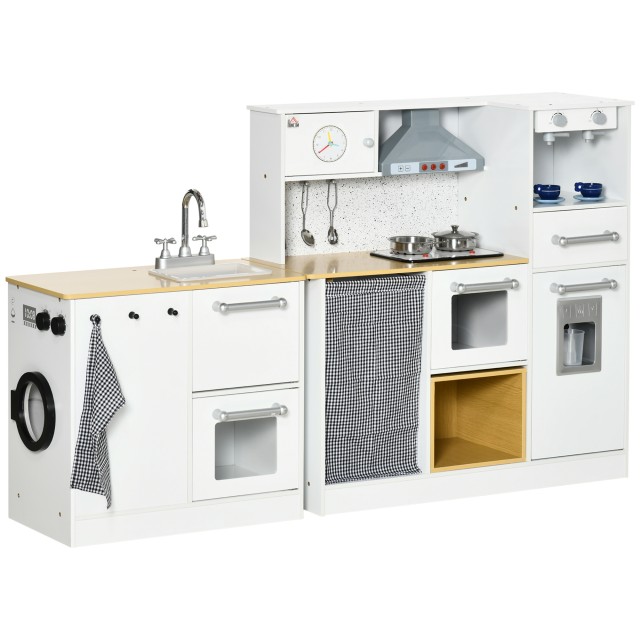 HOMCOM Play Kitchen 2 Τεμάχια για παιδιά 3-6 ετών με μαγειρικά σκεύη, φώτα και ηχητικά εφέ, από MDF και PP 350-141V00WT