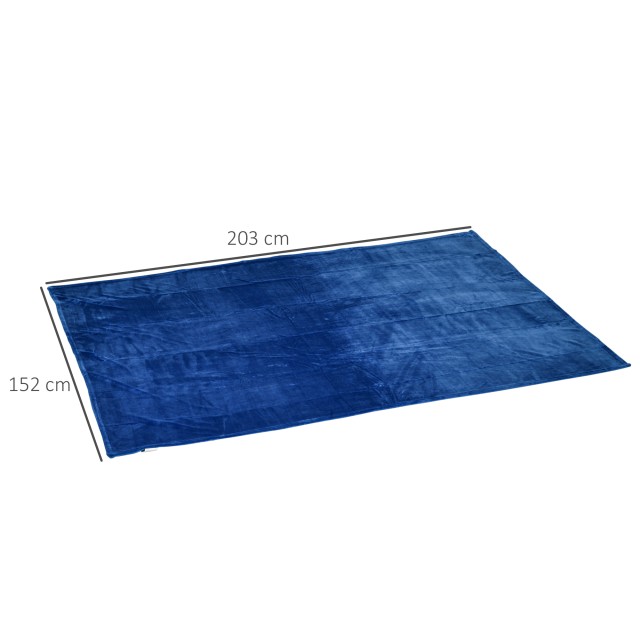 HOMCOM Flannel Blanket 330 GSM Reversible για εσωτερική και εξωτερική χρήση, 203x152x0,5 cm, σκούρο μπλε 810-010V00DB