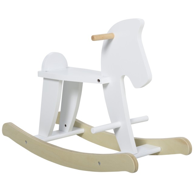 HOMCOM Rocking Horse για παιδιά 3-6 ετών, Κλασικό σχέδιο ξύλου - Λευκό 330-101WT