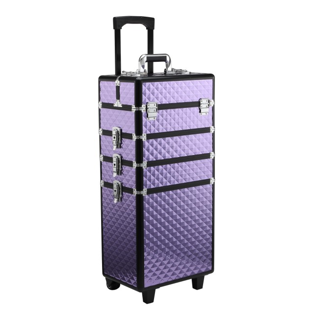 Homcom Professional Make Up Trolley από μωβ αλουμίνιο με αφαιρούμενη θήκη 33,5 x 23 x 76 / 95,5 cm 501-021VT