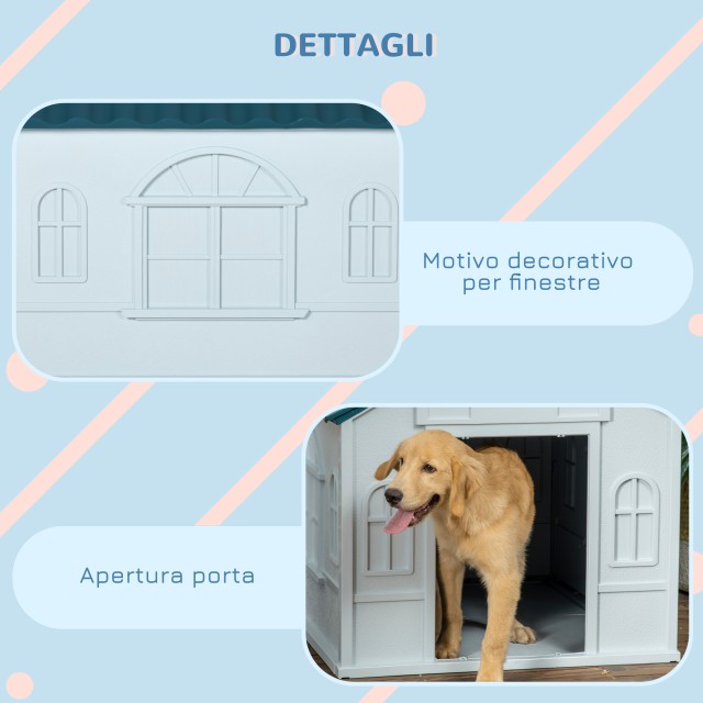 PawHut Kennel για μεσαίους και μεγάλους σκύλους μέγιστο 30kg σε αδιάβροχο PP, 84,2x98,2x82cm, μπλε